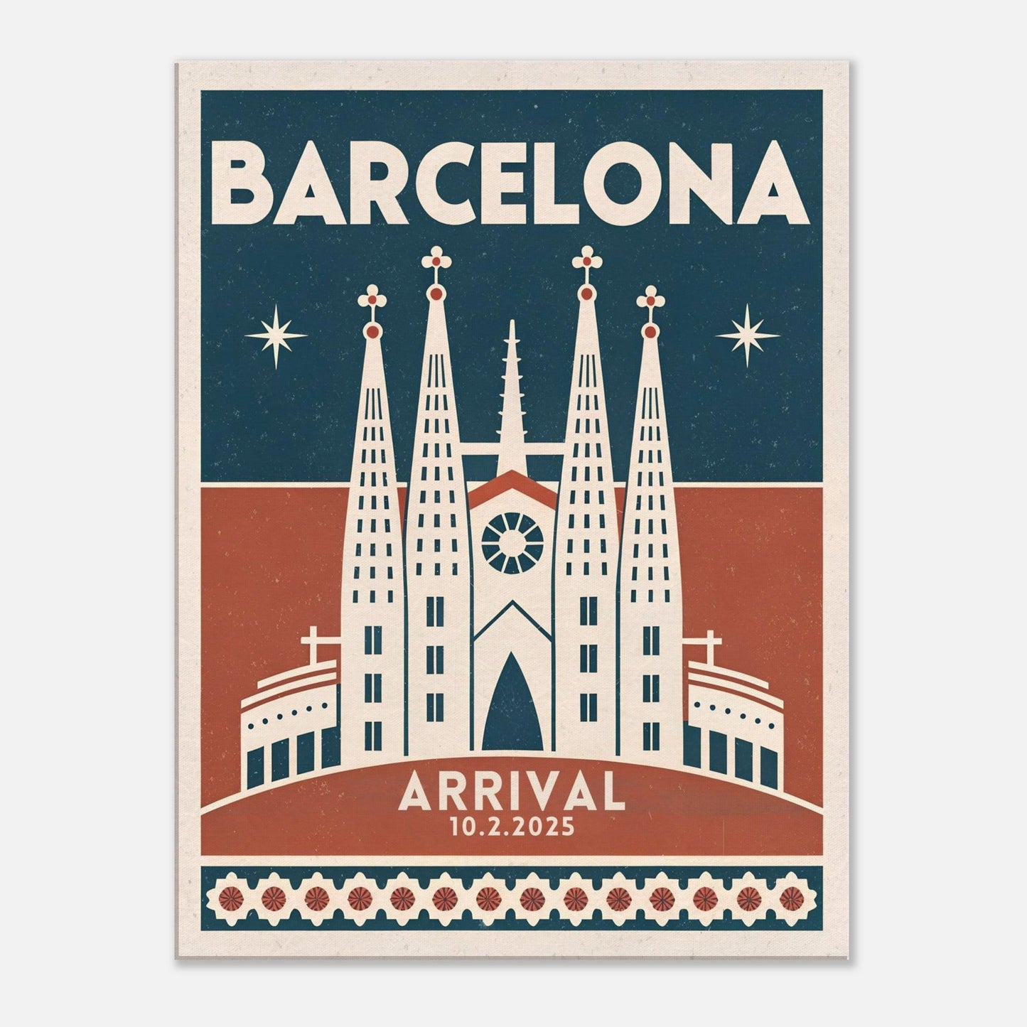 Personalized Barcelona Vintage Travel Poster Canvas – Unframed - Out of Office Outfitters - Print Material