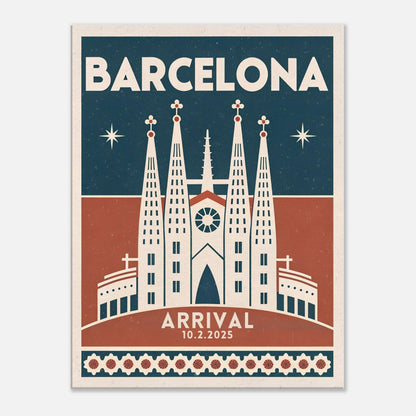Personalized Barcelona Vintage Travel Poster Canvas – Unframed - Out of Office Outfitters - Print Material