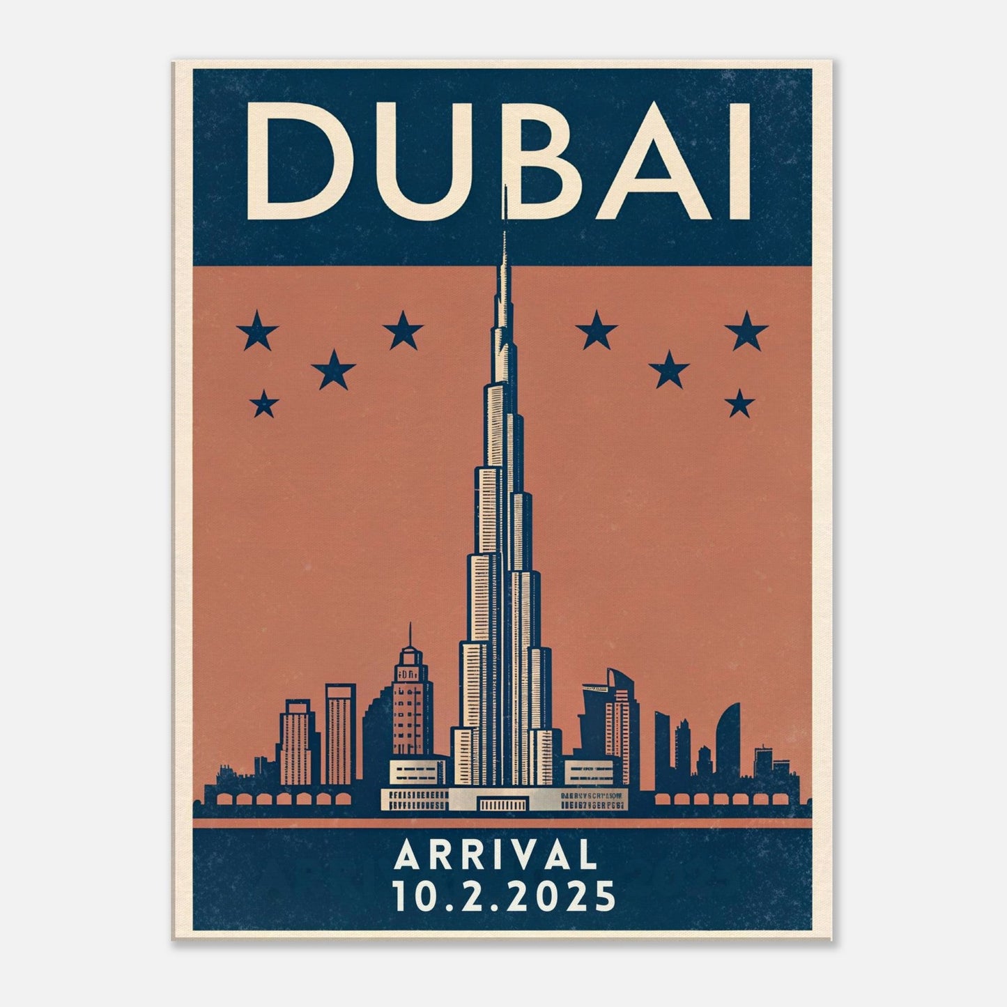 Personalized Dubai Vintage Travel Poster Canvas – Unframed - Out of Office Outfitters - Print Material