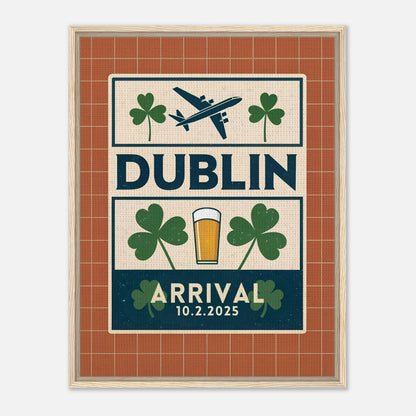 Personalized Dublin Vintage Travel Poster Canvas – Framed - Out of Office Outfitters - Print Material