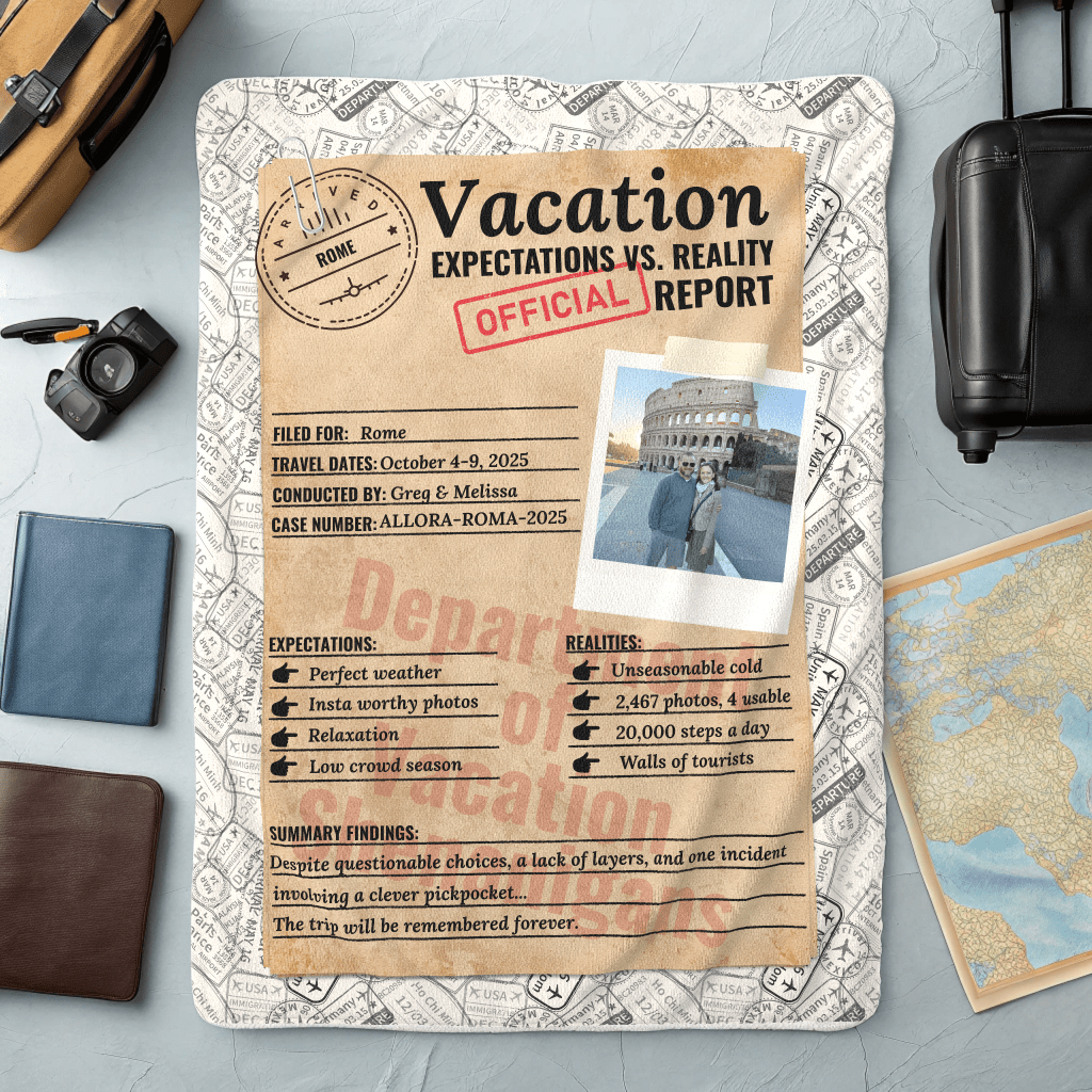 Personalized Expectations vs. Reality Blanket – Plush Travel Memory Throw - Out of Office Outfitters - All Over Prints