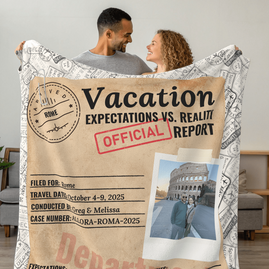 Personalized Expectations vs. Reality Blanket – Plush Travel Memory Throw - Out of Office Outfitters - All Over Prints