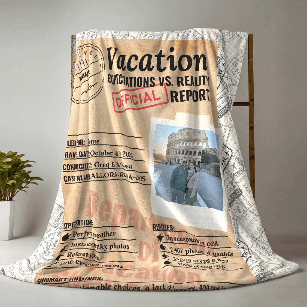 Personalized Expectations vs. Reality Blanket – Plush Travel Memory Throw - Out of Office Outfitters - All Over Prints