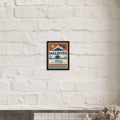 Personalized Maldives Vintage Travel Poster Canvas – Framed - Out of Office Outfitters - Print Material