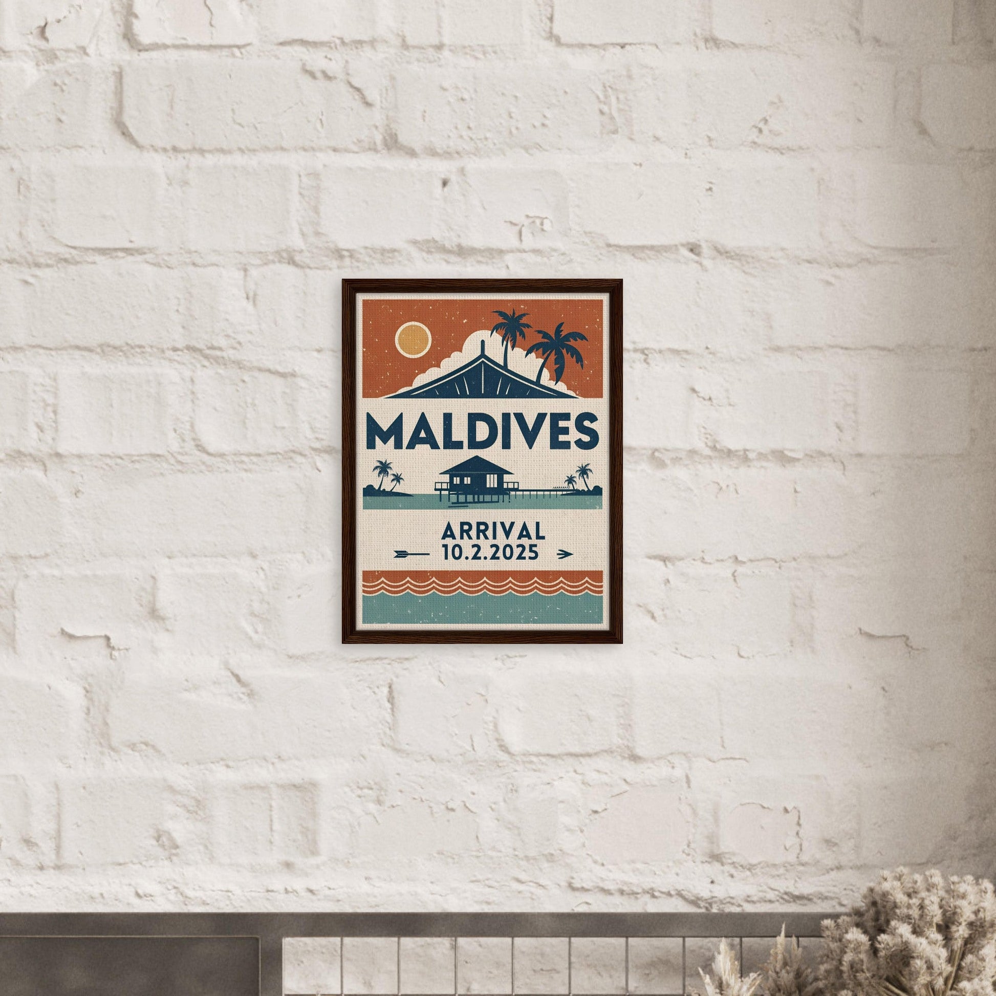 Personalized Maldives Vintage Travel Poster Canvas – Framed - Out of Office Outfitters - Print Material
