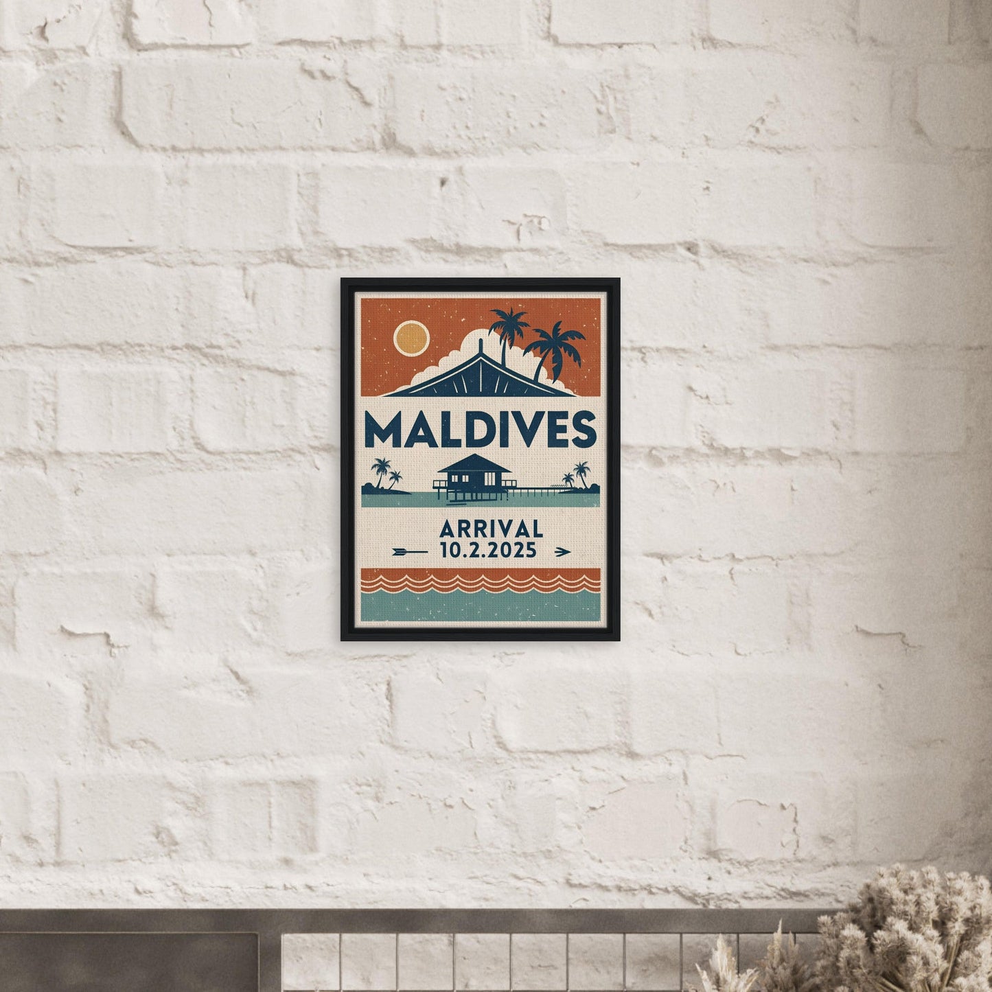 Personalized Maldives Vintage Travel Poster Canvas – Framed - Out of Office Outfitters - Print Material