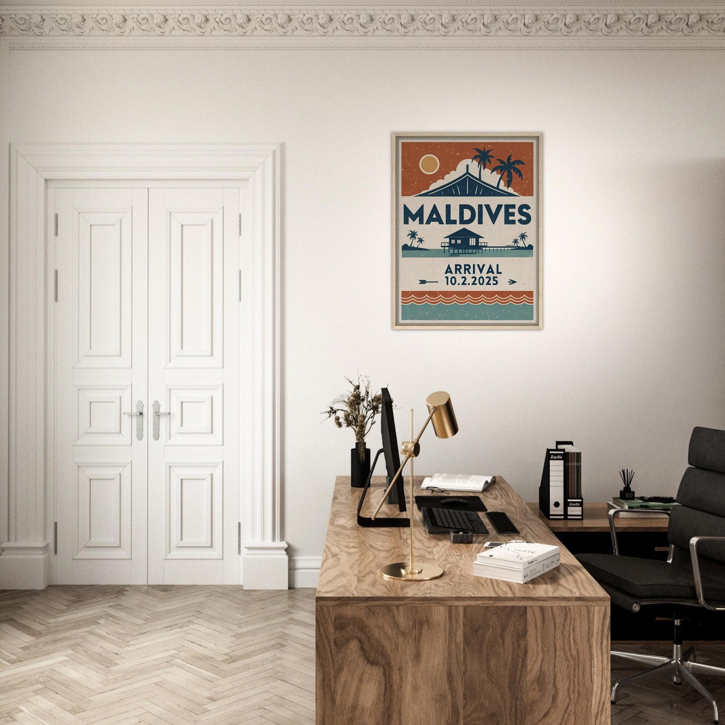 Personalized Maldives Vintage Travel Poster Canvas – Framed - Out of Office Outfitters - Print Material