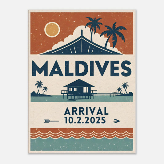 Personalized Maldives Vintage Travel Poster Canvas – Unframed - Out of Office Outfitters - Print Material