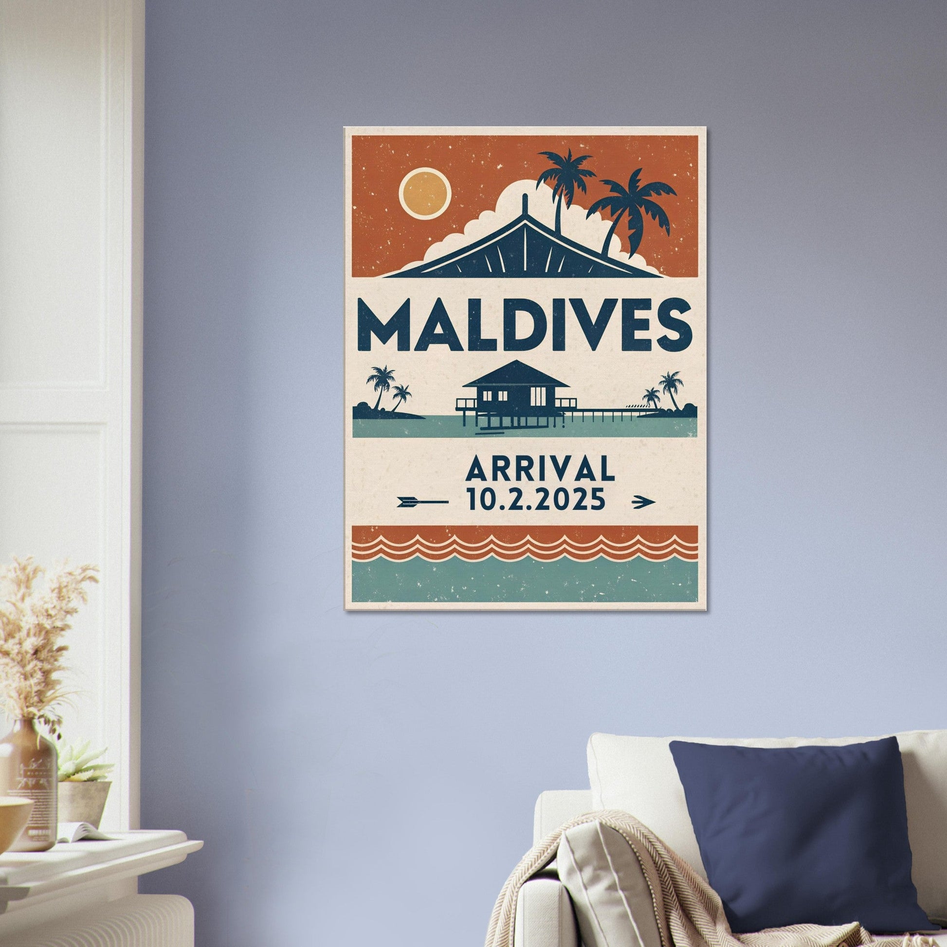 Personalized Maldives Vintage Travel Poster Canvas – Unframed - Out of Office Outfitters - Print Material
