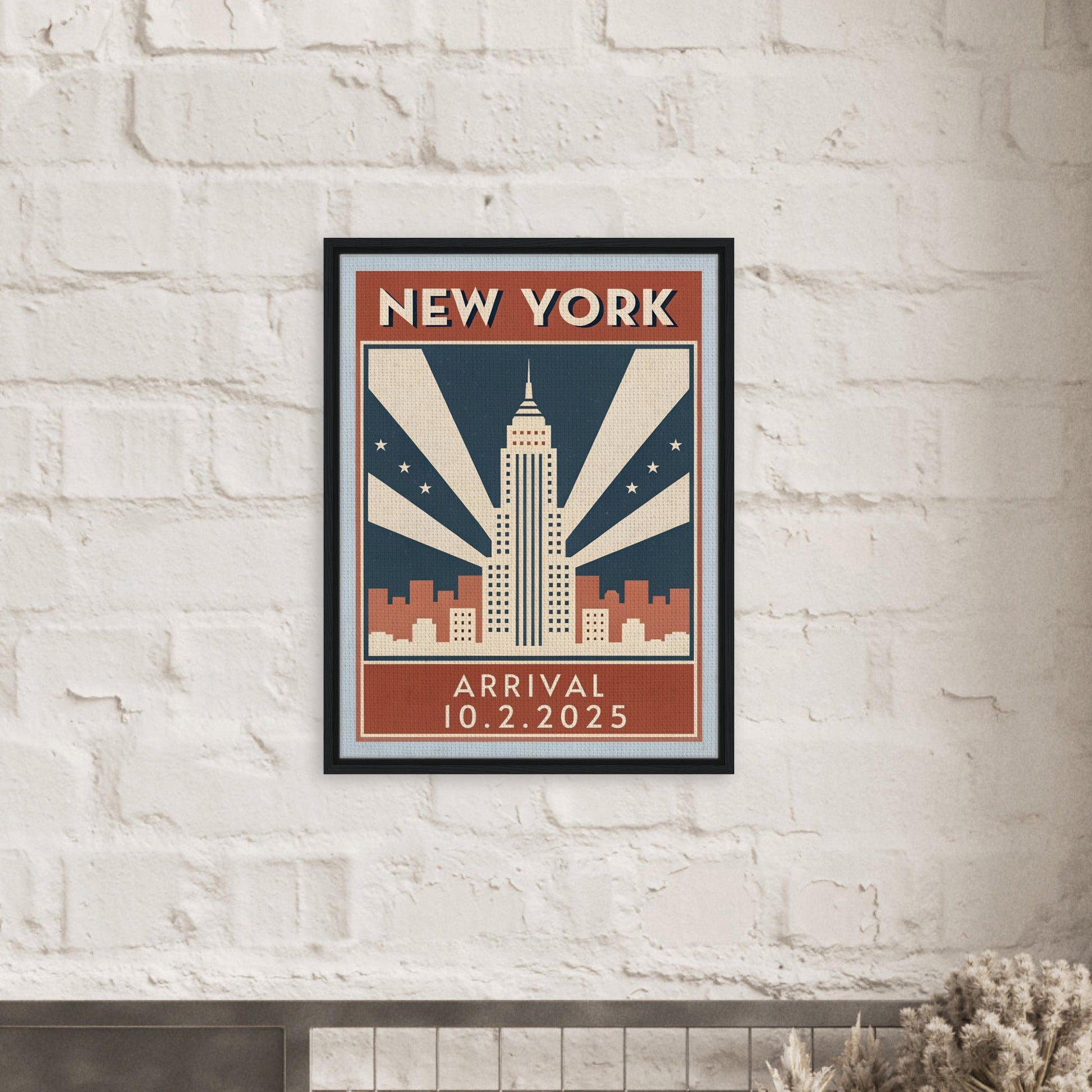 Personalized New York Vintage Travel Poster Canvas – Framed - Out of Office Outfitters - Print Material