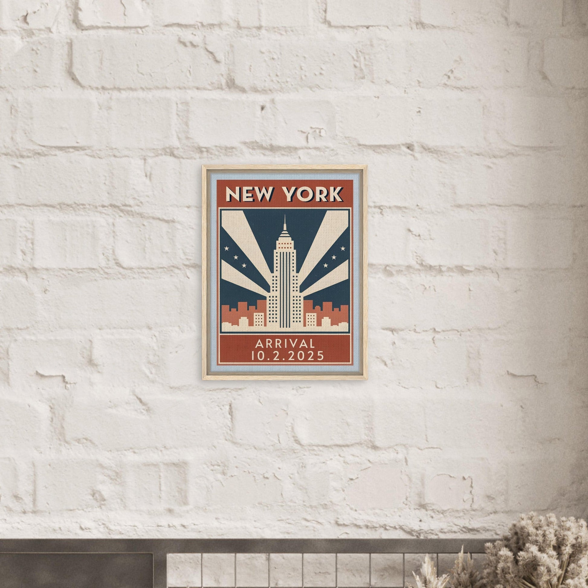Personalized New York Vintage Travel Poster Canvas – Framed - Out of Office Outfitters - Print Material