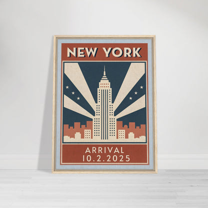 Personalized New York Vintage Travel Poster Canvas – Framed - Out of Office Outfitters - Print Material