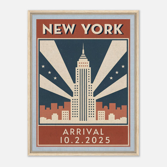 Personalized New York Vintage Travel Poster Canvas – Framed - Out of Office Outfitters - Print Material