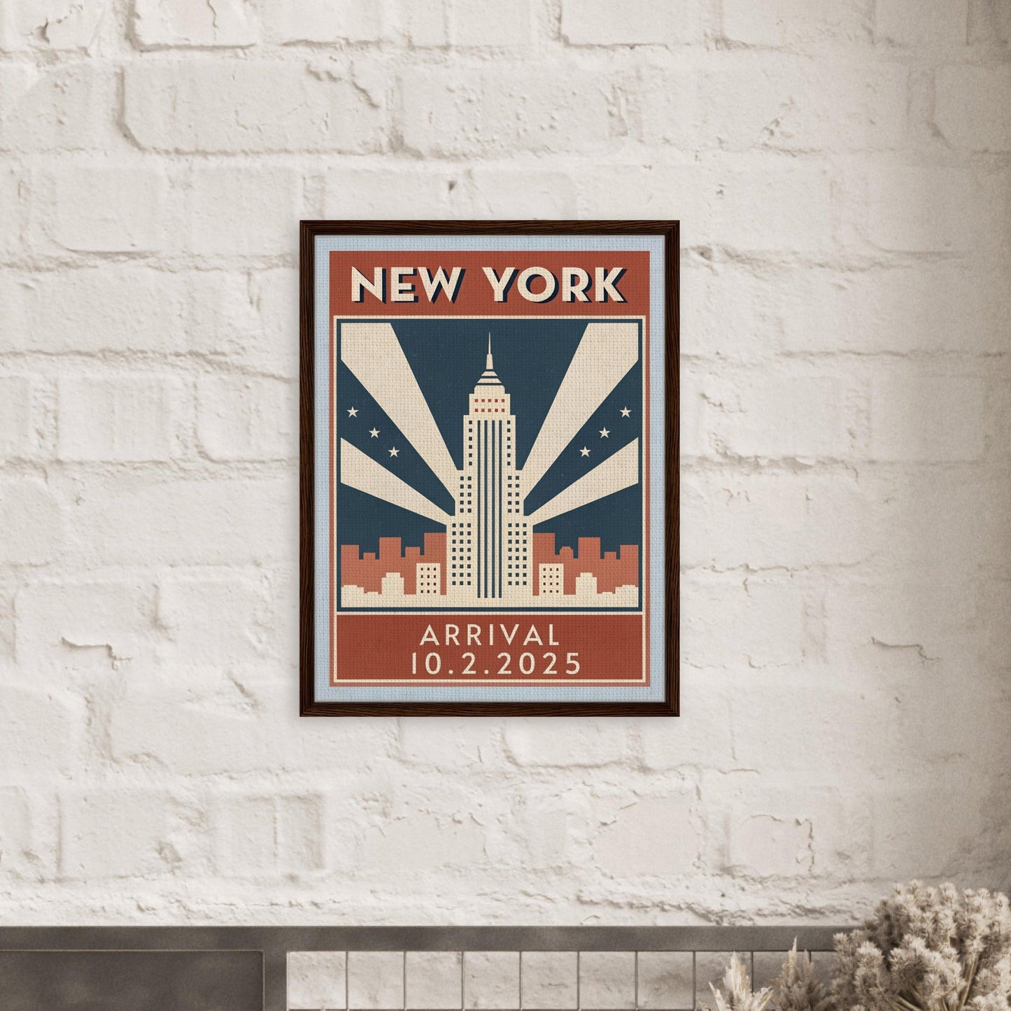 Personalized New York Vintage Travel Poster Canvas – Framed - Out of Office Outfitters - Print Material