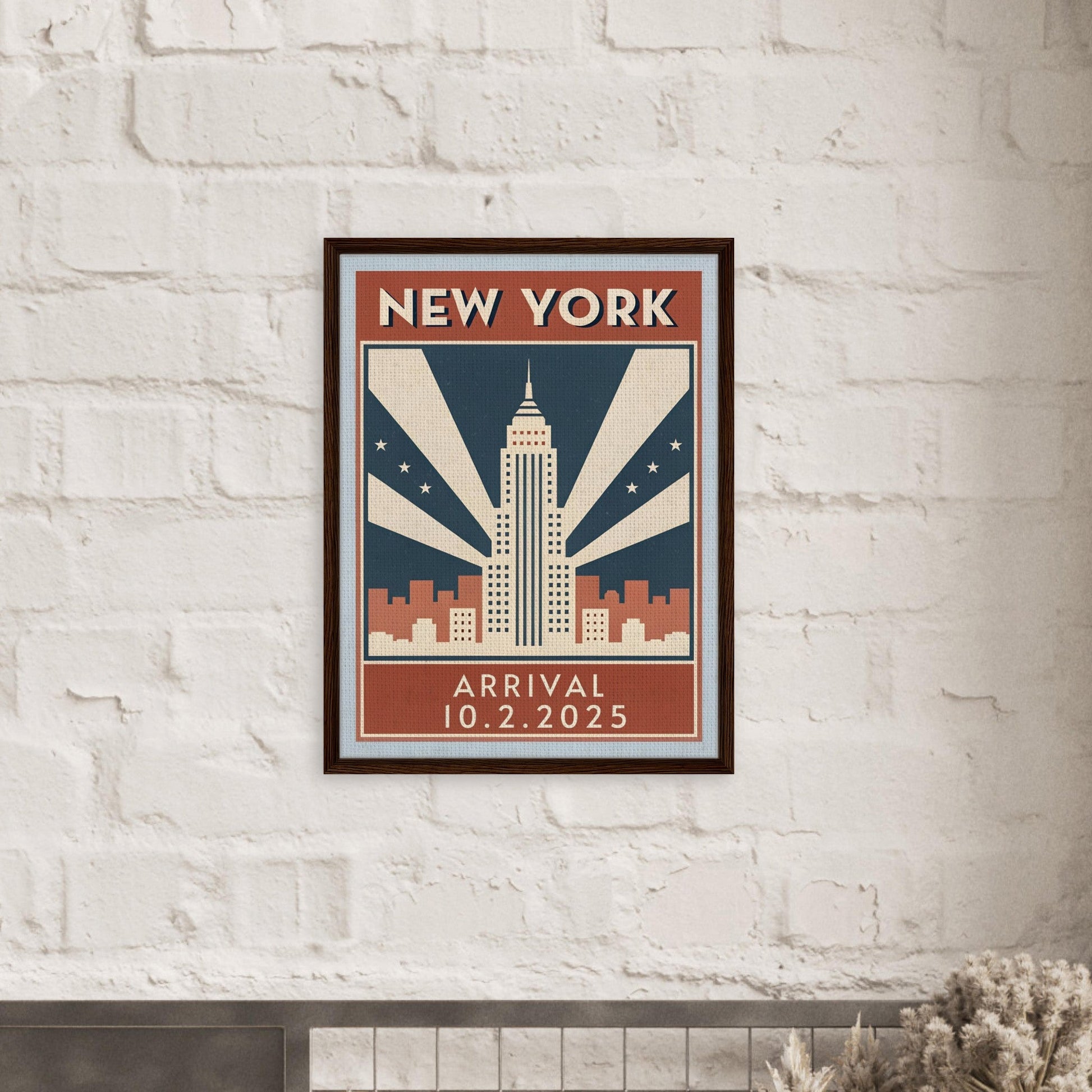 Personalized New York Vintage Travel Poster Canvas – Framed - Out of Office Outfitters - Print Material