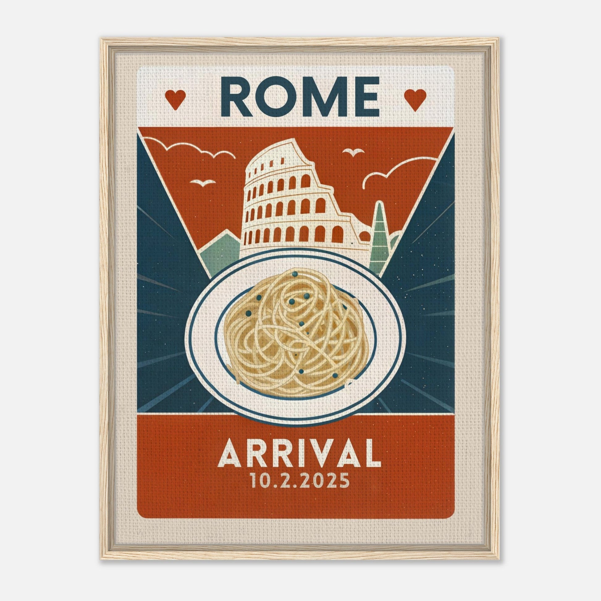 Personalized Rome Vintage Travel Poster Canvas - Framed - Out of Office Outfitters - Print Material