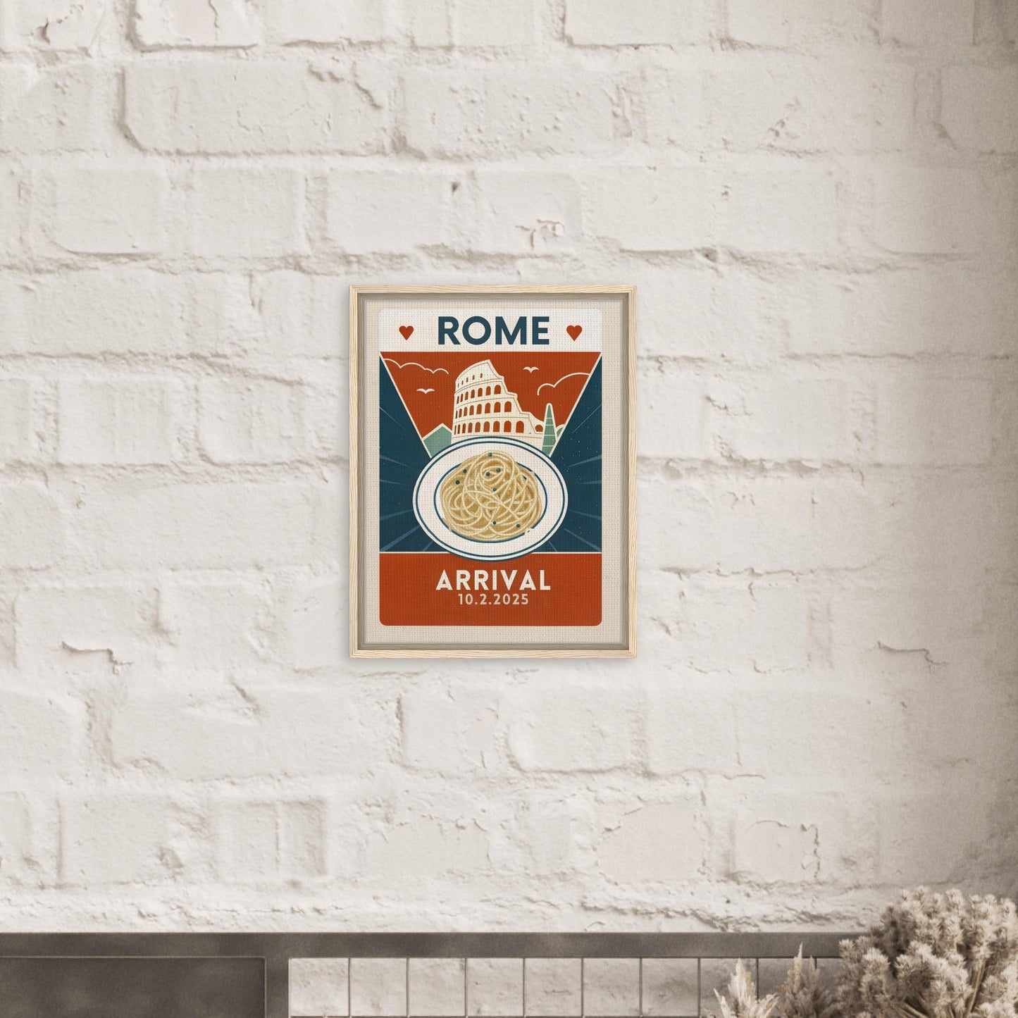 Personalized Rome Vintage Travel Poster Canvas - Framed - Out of Office Outfitters - Print Material