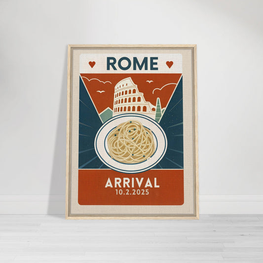 Personalized Rome Vintage Travel Poster Canvas - Framed - Out of Office Outfitters - Print Material