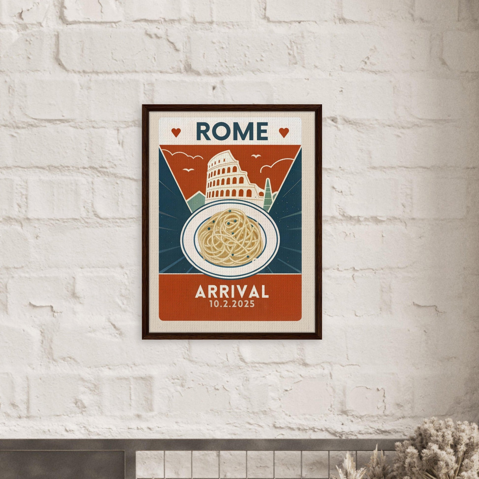 Personalized Rome Vintage Travel Poster Canvas - Framed - Out of Office Outfitters - Print Material