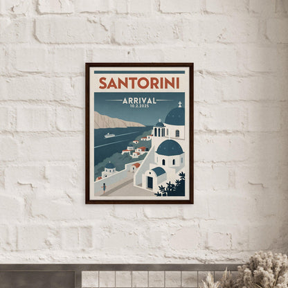 Personalized Santorini Vintage Travel Poster Canvas – Framed - Out of Office Outfitters - Print Material