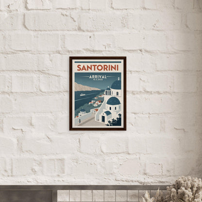 Personalized Santorini Vintage Travel Poster Canvas – Framed - Out of Office Outfitters - Print Material