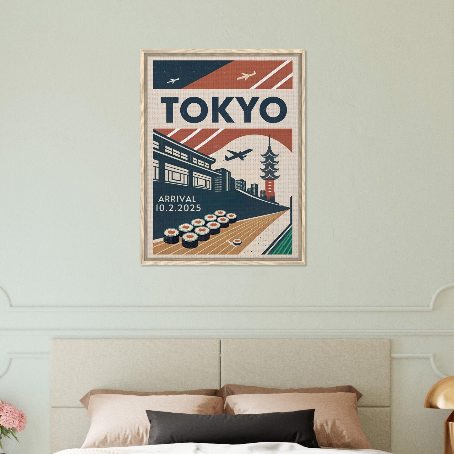 Personalized Tokyo Vintage Travel Poster Canvas – Framed - Out of Office Outfitters - Print Material