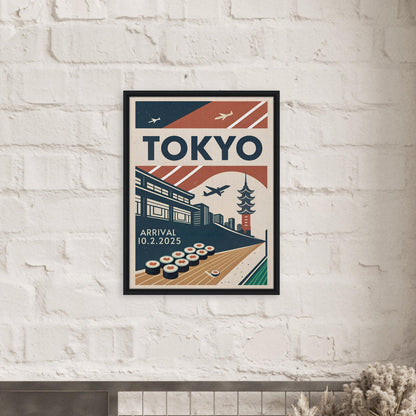 Personalized Tokyo Vintage Travel Poster Canvas – Framed - Out of Office Outfitters - Print Material