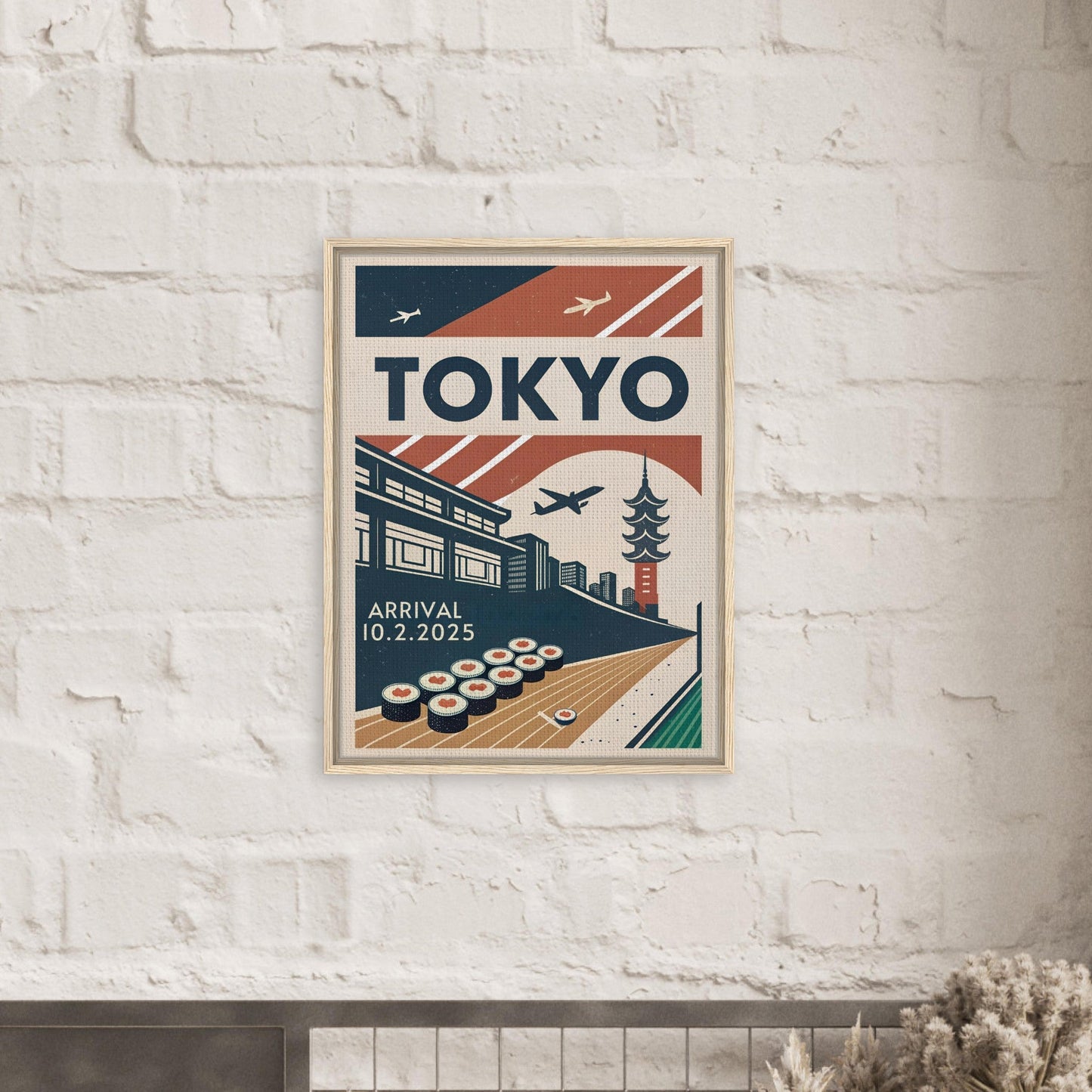 Personalized Tokyo Vintage Travel Poster Canvas – Framed - Out of Office Outfitters - Print Material