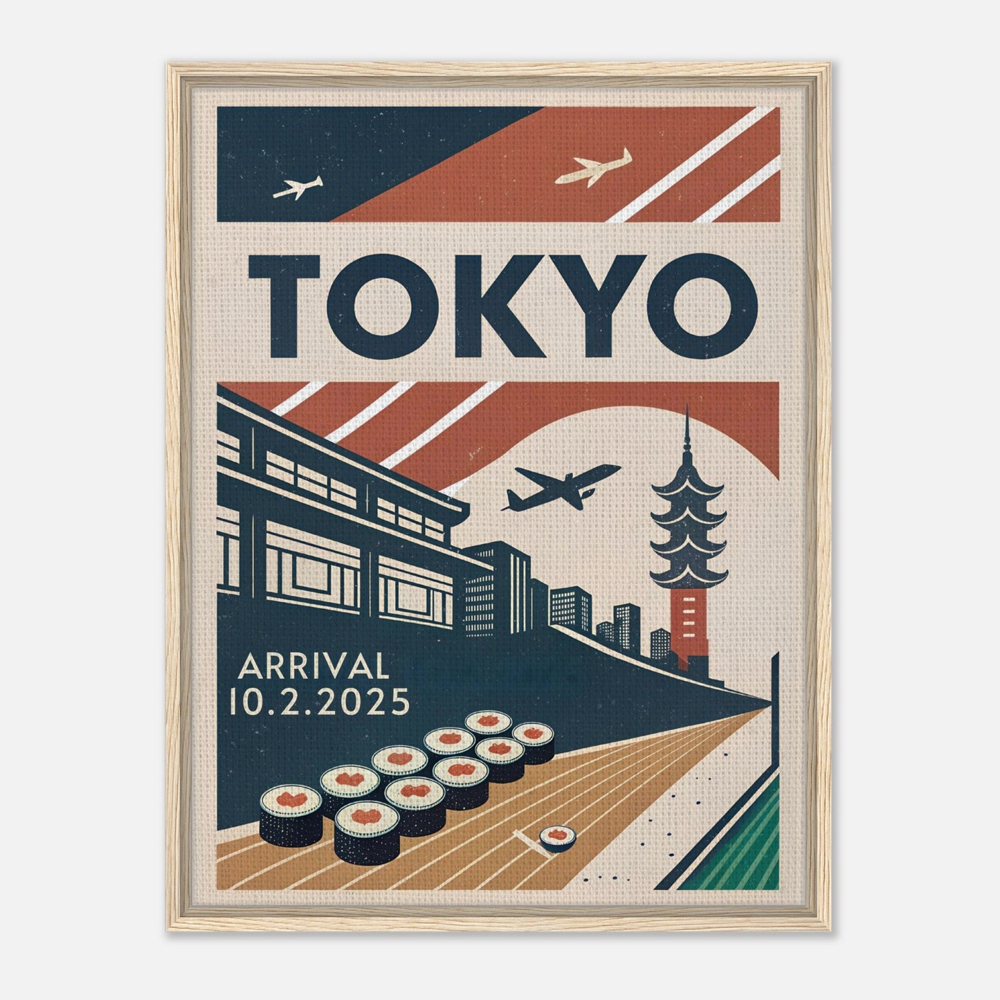 Personalized Tokyo Vintage Travel Poster Canvas – Framed - Out of Office Outfitters - Print Material