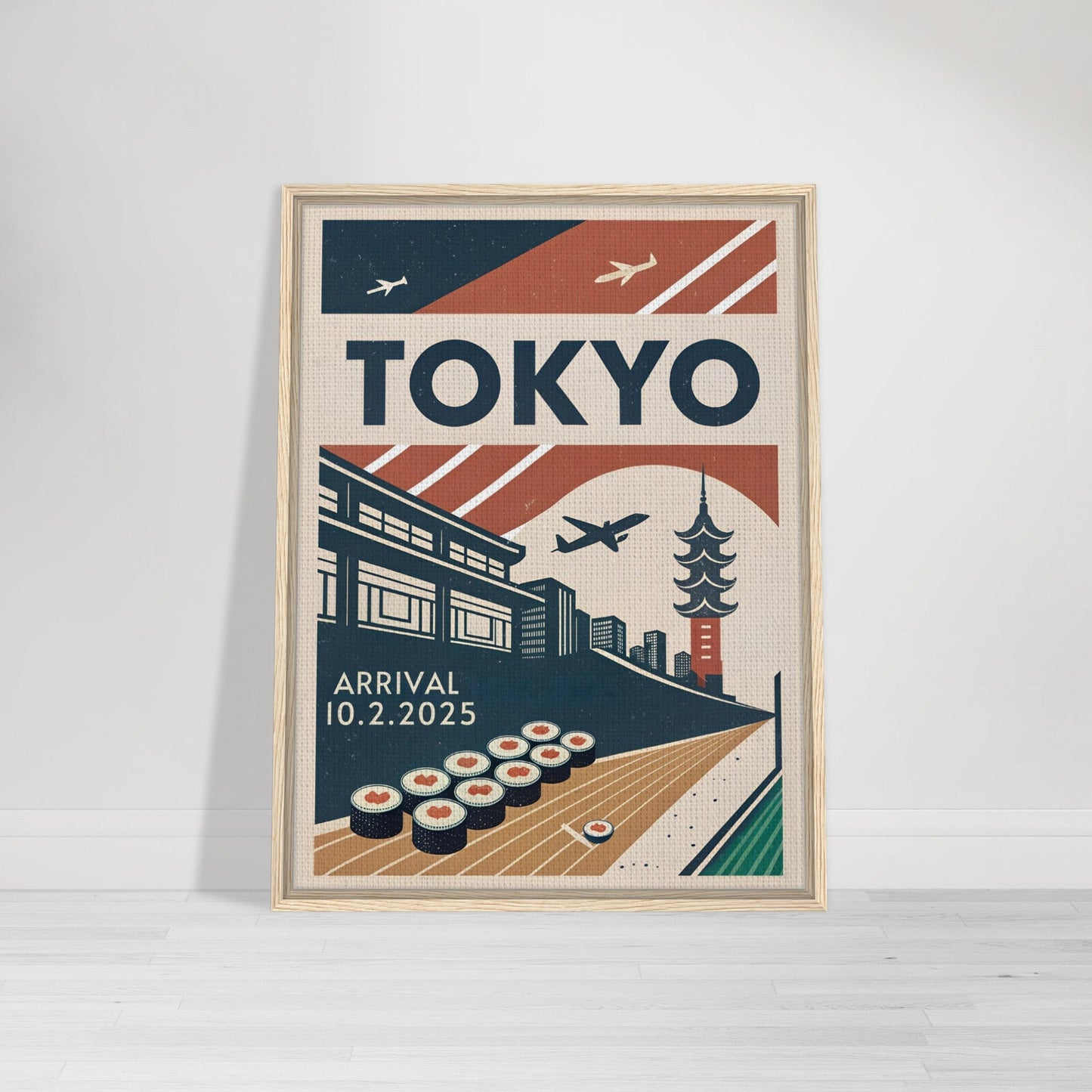Personalized Tokyo Vintage Travel Poster Canvas – Framed - Out of Office Outfitters - Print Material