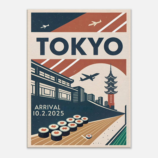 Personalized Tokyo Vintage Travel Poster Canvas – Unframed - Out of Office Outfitters - Print Material