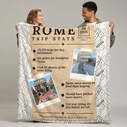 Personalized Trip Stats Blanket – Cozy Plush Travel Memory Throw - Out of Office Outfitters - All Over Prints