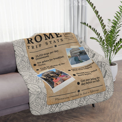 Personalized Trip Stats Blanket – Warm Sherpa Travel Memory Throw - Out of Office Outfitters - Home Decor