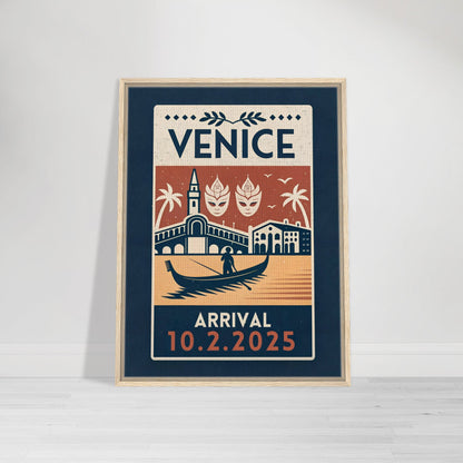 Personalized Venice Vintage Travel Poster Canvas – Framed - Out of Office Outfitters - Print Material