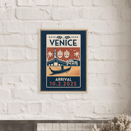 Personalized Venice Vintage Travel Poster Canvas – Framed - Out of Office Outfitters - Print Material