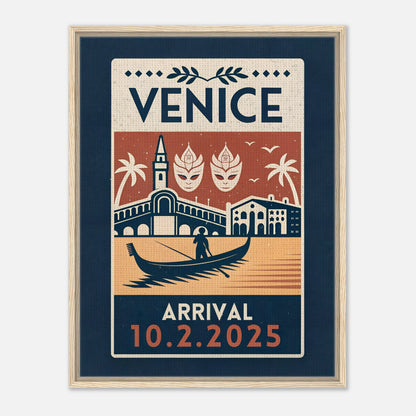 Personalized Venice Vintage Travel Poster Canvas – Framed - Out of Office Outfitters - Print Material