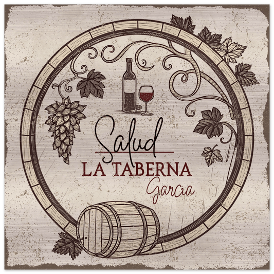 Salud Taberna Brushed Aluminum Bar Sign - Out of Office Outfitters - Print Material