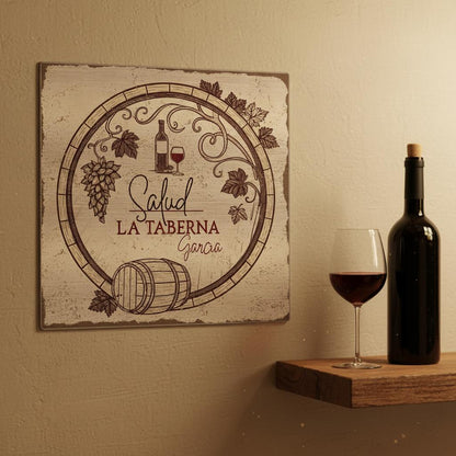 Salud Taberna Brushed Aluminum Bar Sign - Out of Office Outfitters - Print Material
