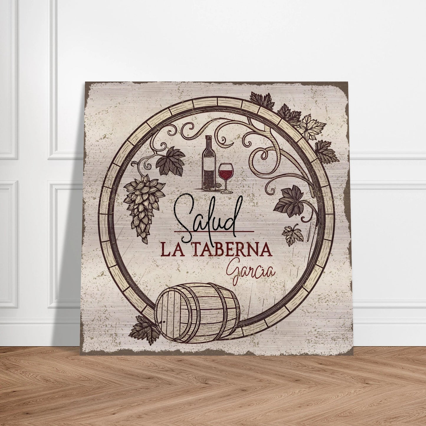 Salud Taberna Brushed Aluminum Bar Sign - Out of Office Outfitters - Print Material