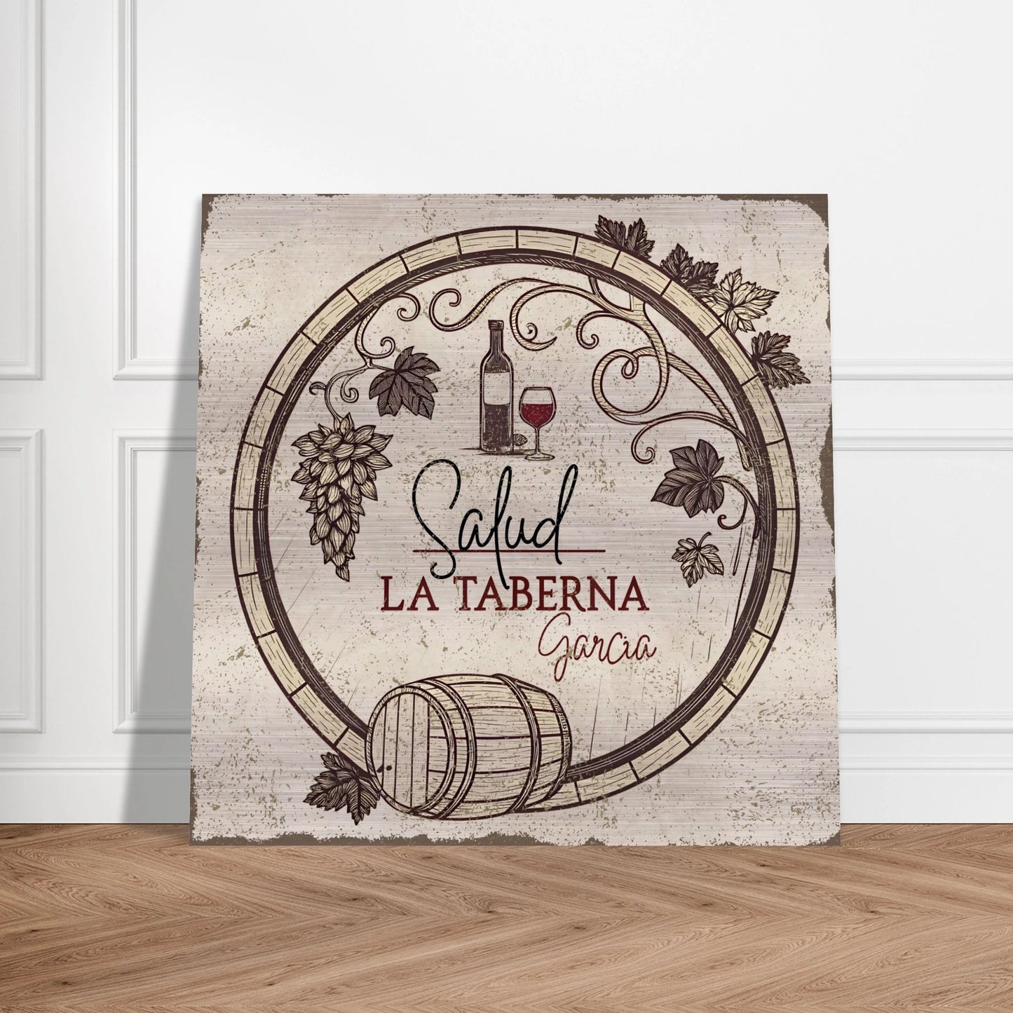 Salud Taberna Brushed Aluminum Bar Sign - Out of Office Outfitters - Print Material