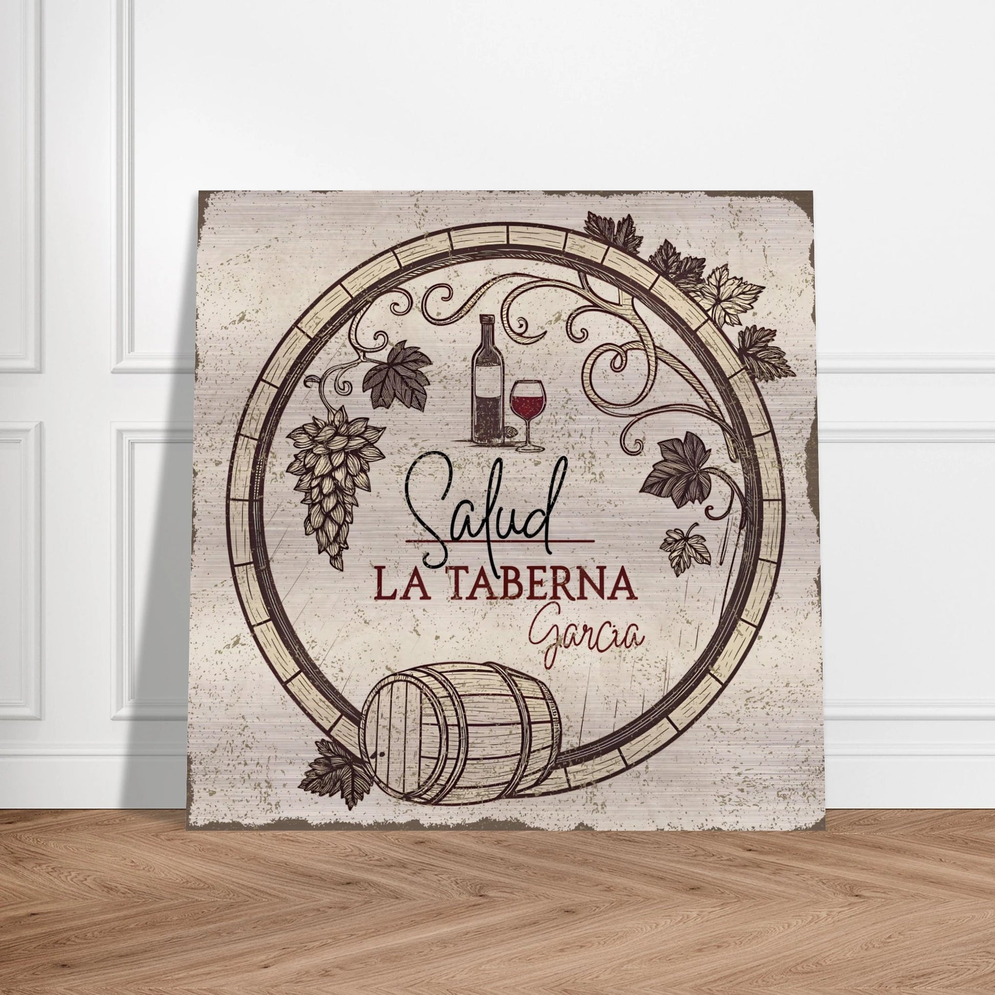 Salud Taberna Brushed Aluminum Bar Sign - Out of Office Outfitters - Print Material