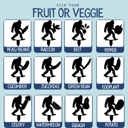 Sasquatch Holding Veggie Metal Garden Row Marker - Out of Office Outfitters - Die - Cut Sign