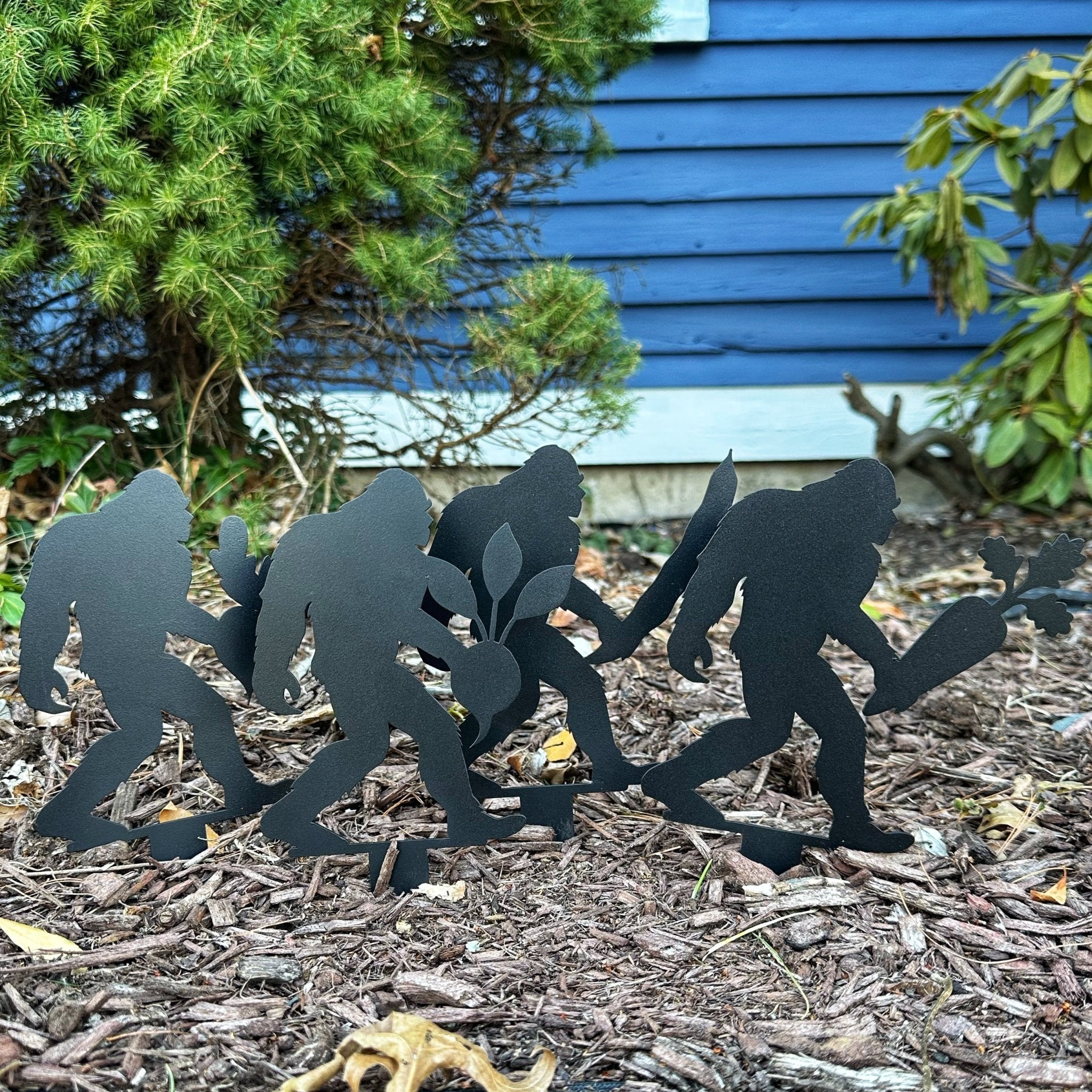 Sasquatch Holding Veggie Metal Garden Row Marker - Out of Office Outfitters - Die - Cut Sign