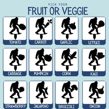 Sasquatch Holding Veggie Metal Garden Row Marker - Out of Office Outfitters - Die - Cut Sign