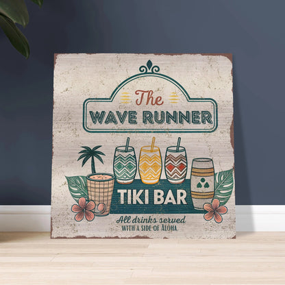 Served with Aloha Tiki Bar Brushed Aluminum Bar Sign - Out of Office Outfitters - Print Material