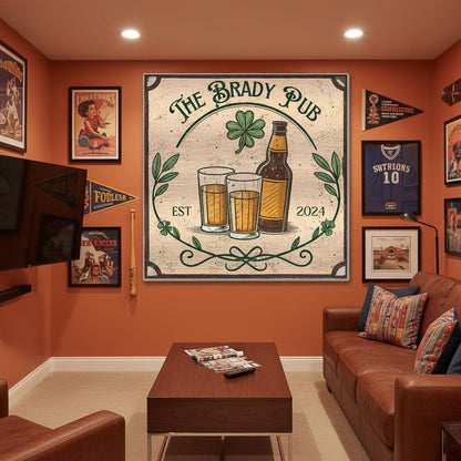 Shamrock Irish Pub Brushed Aluminum Bar Sign - Out of Office Outfitters - Print Material