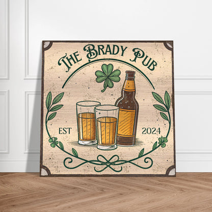 Shamrock Irish Pub Brushed Aluminum Bar Sign - Out of Office Outfitters - Print Material