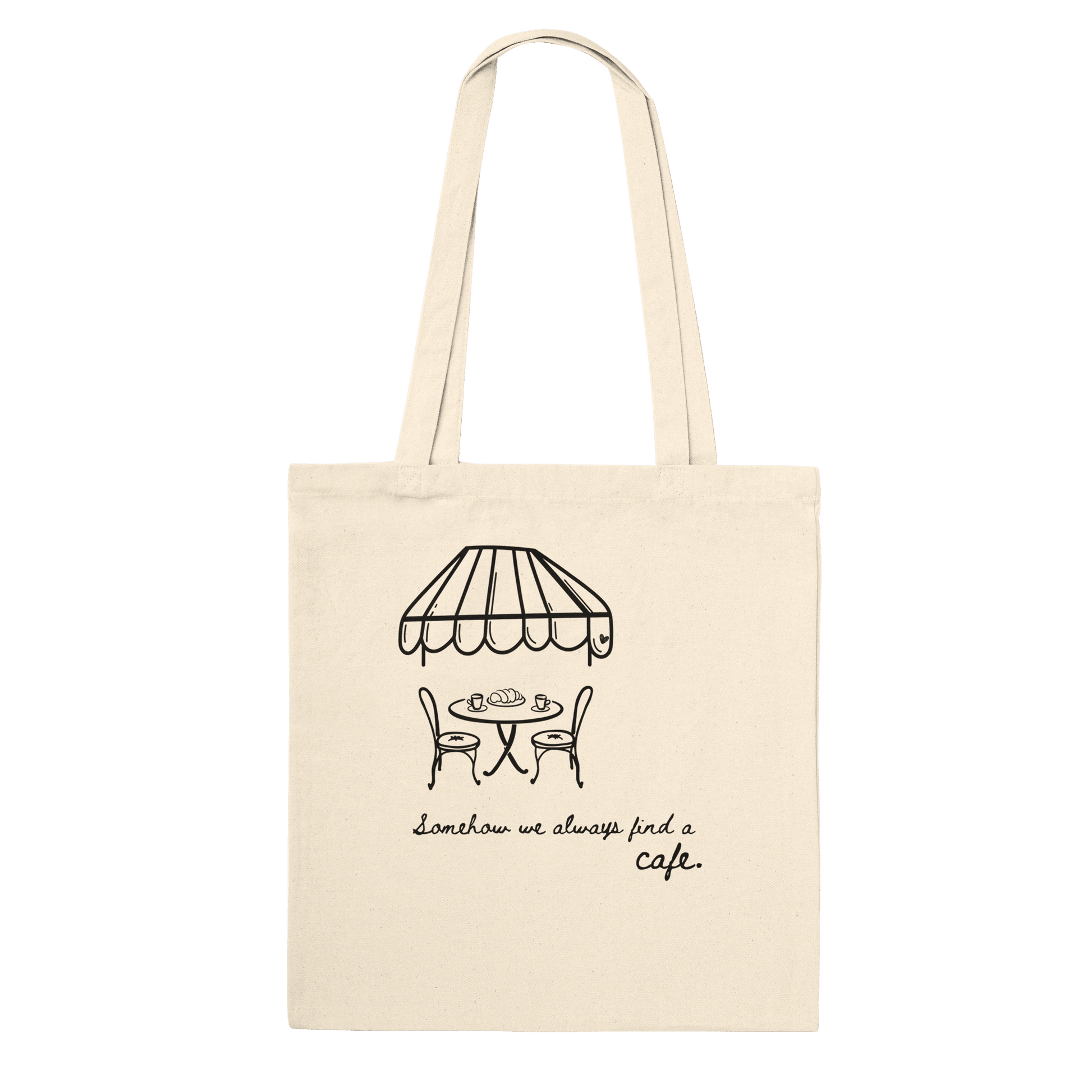 Somehow We Always Find a Cafe Crew Only Tote - Out of Office Outfitters - Print Material