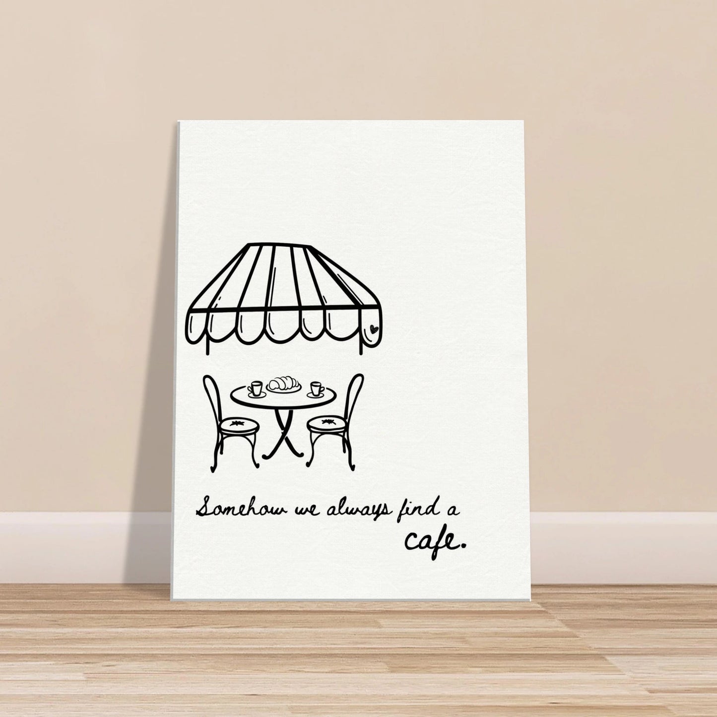 Somehow We Always Find a Cafe - Travel Couple Canvas Wall Art - Out of Office Outfitters - Print Material