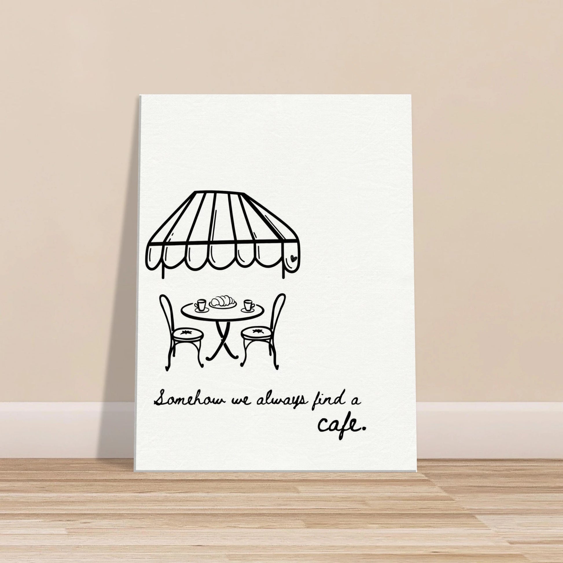 Somehow We Always Find a Cafe - Travel Couple Canvas Wall Art - Out of Office Outfitters - Print Material